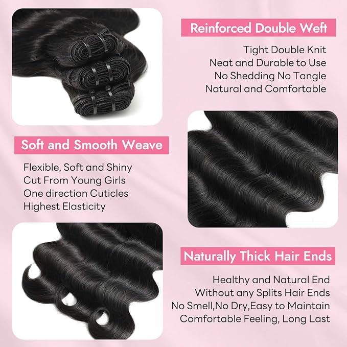 Clip in Hair Extensions Real Human Hair Body Wave 1 Jet Black Clip in 100% Brazilian Remy Human Hair Extensions 8pcs Per Set with 18 Clips Double Weft 22 Inch 110g/3.6oz