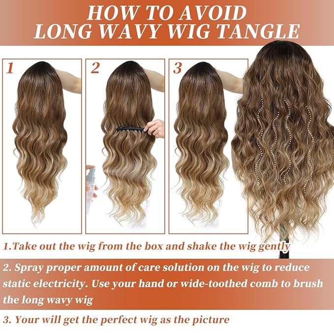 13x4 Synthetic Lace Front Wigs Pre Plucked Honey Blonde with Black 26 Inch Long Wavy 100% Futura Premium 13x4 HD Lace Wigs For Black Women Ready to Wear Daily Party Use