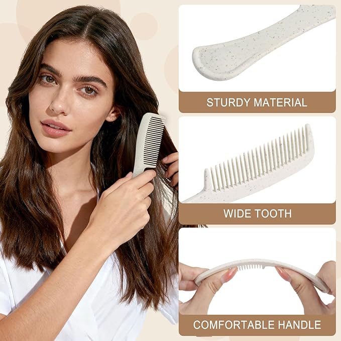 Combs in Bulk Individually Wrapped, 50 Pack Disposable Hair Combs for Hotel, Salon, Home Care and Travel (Wheat)