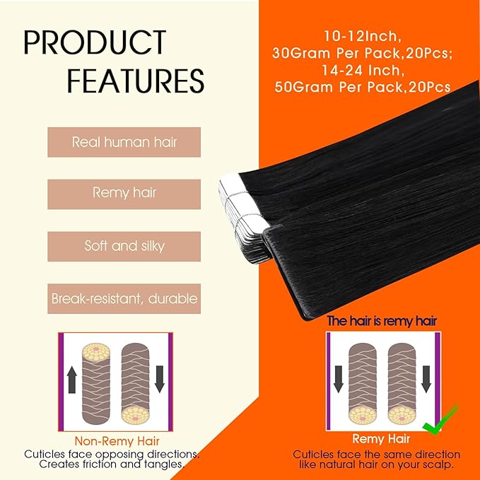 Full Shine Insert Tape ins Human Hair Extensions Color 1 Black Tape in Extensions Human Hair Injection Seamless Skin Weft 22Inch Long Remy Straight 50Gram Add Length Brazilian 20Pcs