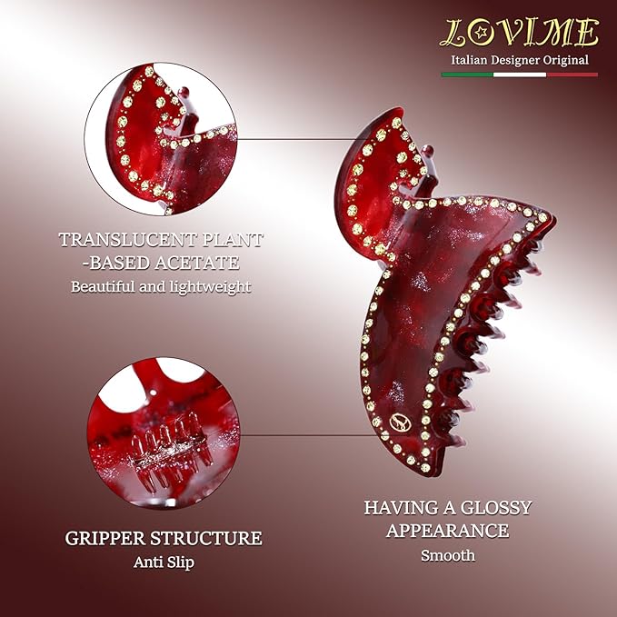 2026 Original Italian Designed Christmas Hair Claw Clips for Women, Strong Grip Plant-Based Acetate Hair Clips for Birthday Girls, Handmade Christmas Hair Accessories With Gift Box-Steed Herald