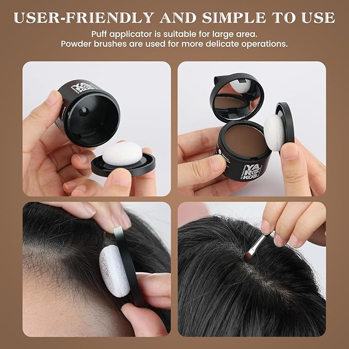 Hairline Shadow Powder, Gray, Root Touch Up Powder for Instantly Gray Hair Cover Up, Women Color Root Coverage for Thinning Grey, Mens Roots Concealer for Hair Loss Beard Line, #6