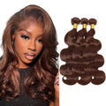 Chocolate Brown Bundles Human Hair Color 4 Body Wave Bundle Brazilian Virgin Remy Hair 3 Bundles 18 18 18 Inch Niegmeag Double Weft Dark Brown Body Wave Bundle 300g
