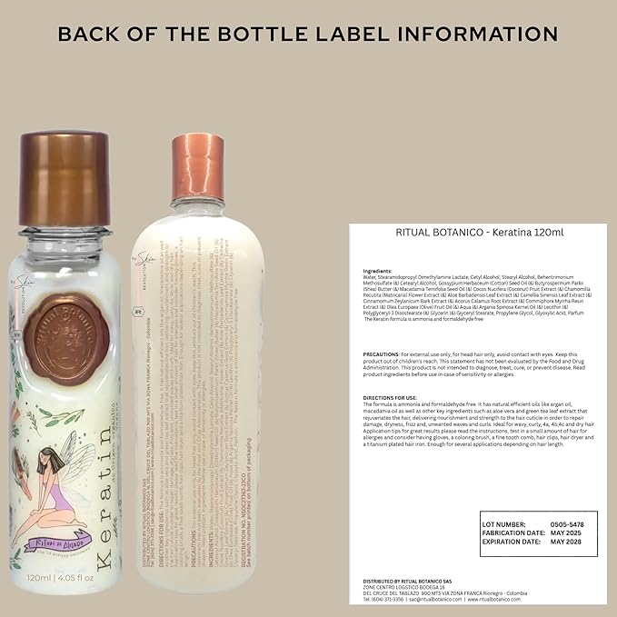 Ritual Botánico Keratina Orgánica | Treatment to Straighten, Repair and Relax Hair | All Natural, Organic & Vegan Ingredients | Product of Colombia | Keratin Small, 120ml/4.05 Fl Oz)