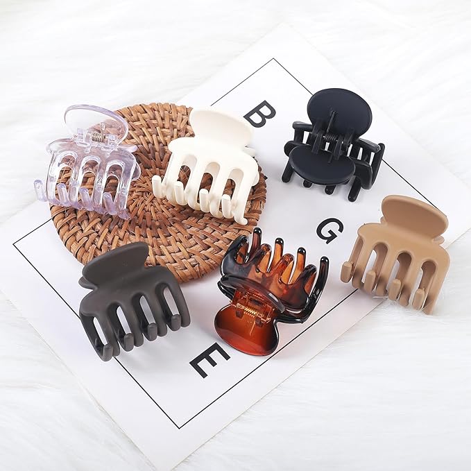 6 Pcs Hair Clips Small Claw Clips for Thin Hair Medium Matte Non-slip Hair Accessories for Women and Girls (Transparent)