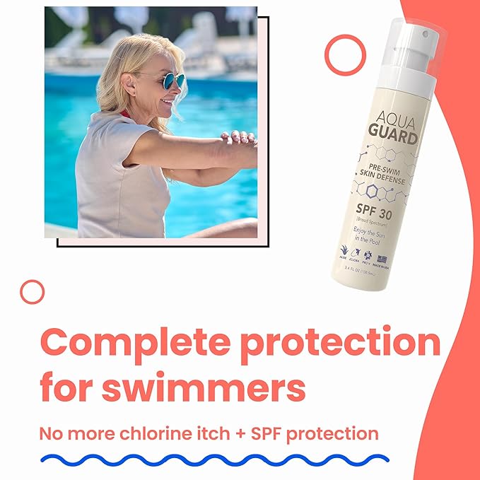 AQUA GUARD Swim Hair Rescue Bundle | Pre-Swim Protection & Post-Swim Repair Kit | Includes Hair Defense, Shampoo, Conditioner, Detangler, Hair Mask & SPF Skin Defense | Chlorine Care For Swimmers