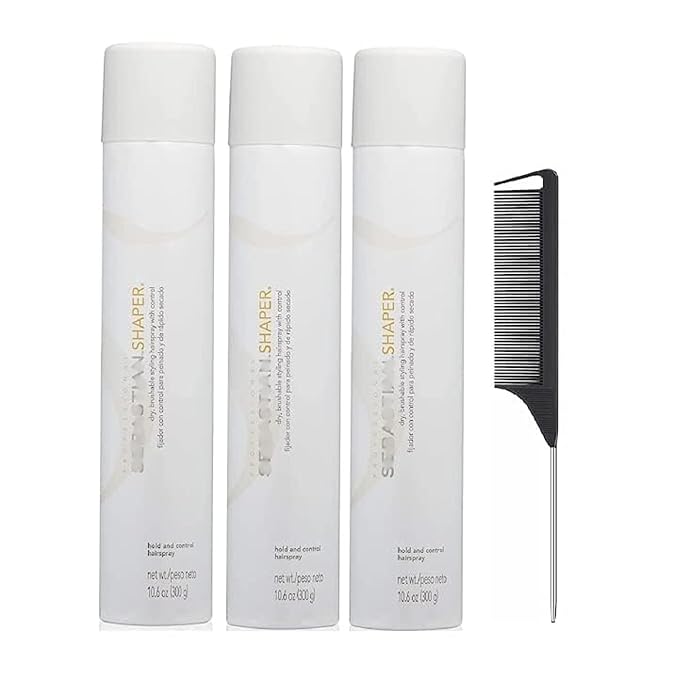 Regular Shaper Hair Spray - Flexible Hold for All Hair Types - Travel, Size Hairspray - Perfect for On-the-Go Styling - Hold and Control Hairspray, 10.6 oz with Black Steel Comb (Pack of 3)