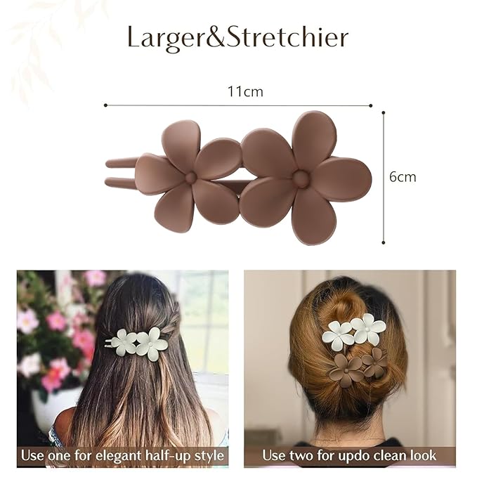 6 PCS Flat Hair Clips, Lay Flat Claw Clips for Women Girls, 2 Styles Non-slip Hair Claws for All Hair Types,Comfortable Flat Clips for Lying and Driving(Tortoise)