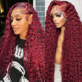 BVLBVL 22 Inch 99j 13x6 HD Lace Front Wigs Human Hair 250% Density Deep Wave Lace Front Wigs Pre Plucked Burgundy Wig Human Hair Wet And Wavy No Tangle No Shedding Triple Lifespan 3x