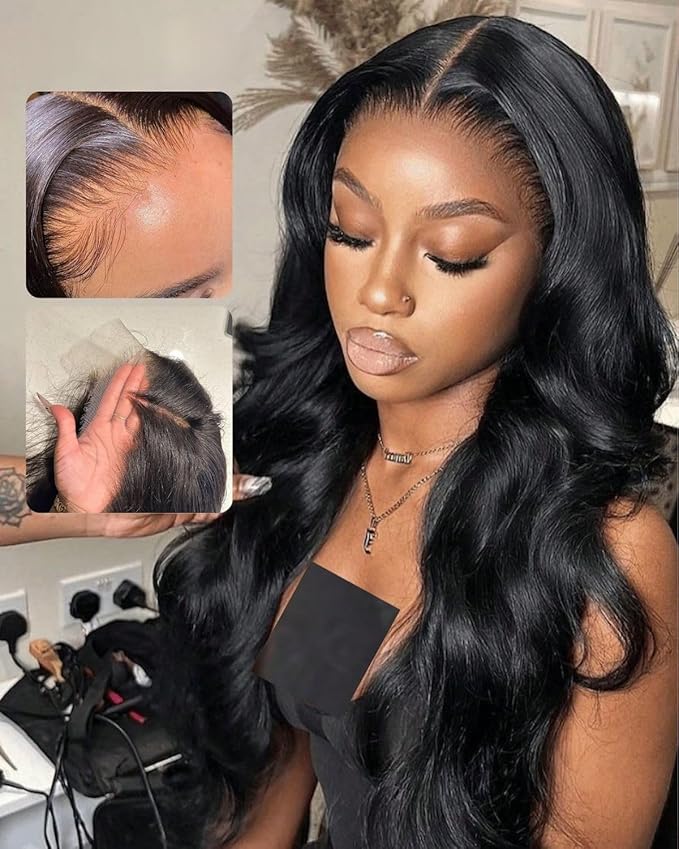 13x6 SKINLIKE Real HD Lace Frontal Wig, 180% Density Ultra-fitted 0.10mm Thin Invisible HD Lace Wig Pre-plucked Hairline Bleached Knots Virgin Human Hair Wigs Body Wave 28 Inch