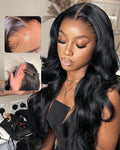 13x6 SKINLIKE Real HD Lace Frontal Wig, 180% Density Ultra-fitted 0.10mm Thin Invisible HD Lace Wig Pre-plucked Hairline Bleached Knots Virgin Human Hair Wigs Body Wave 28 Inch
