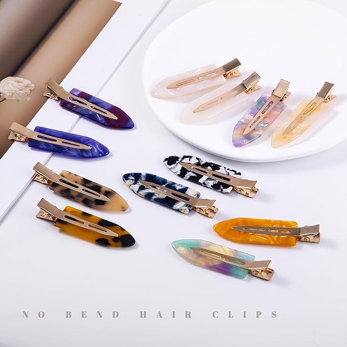 No Crease Creaseless No Bend Hair Clips For Styling Non Slip Flat Clips For Makeup Hair Accessories For Women,Multiple Tortoiseshell,12 PCS