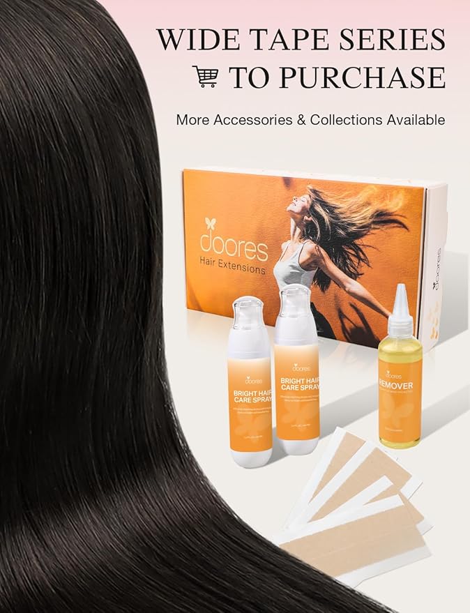 DOORES Invisi Edge Tape in Wide Hair Extensions Human Hair, Dark Brown 4PCS Injection Tape ins 20g 24 Inch, Virgin Human 3 Inch Wide Injected Extensions Invisible