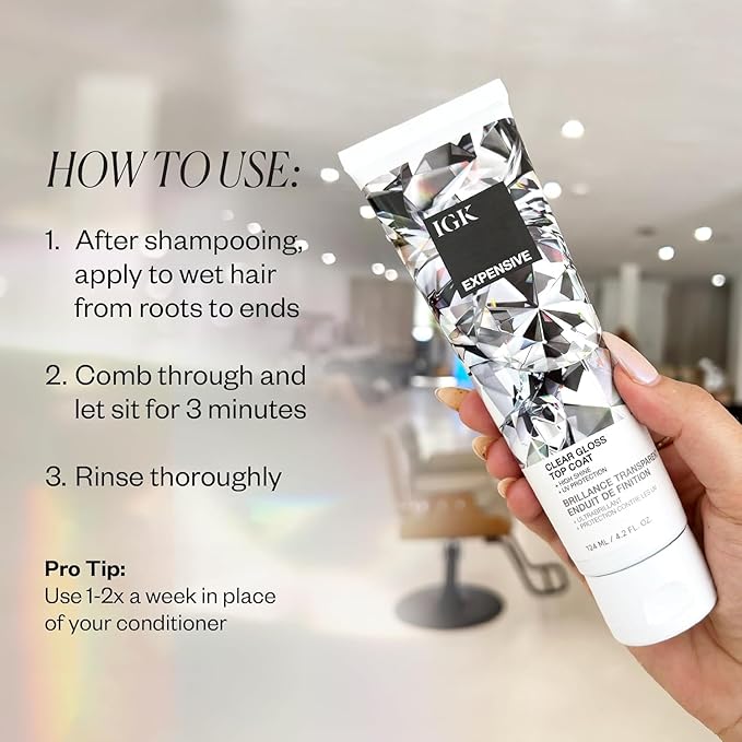 IGK Expensive Clear Gloss Top Coat + Cash In Instant Repair Serum | Vegan + Cruelty Free | 4.2 oz + 1.7 oz (Pack of 2)