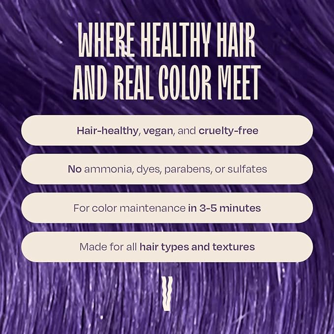 Overtone Semi Permanent Hair Color Conditioner, Vibrant Purple, 8 oz, Nourishing, Damage-Free, Color Depositing Mask for All Hair Types with Shea Butter & Coconut Oil, Vegan & Cruelty-Free