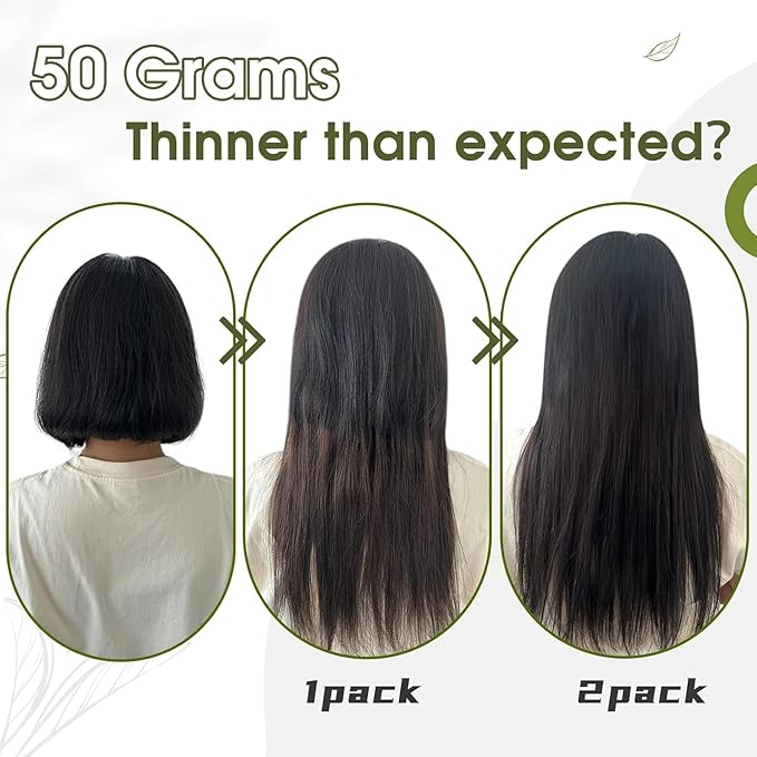 RUNATURE Clip in Hair Extensions Real Human Hair, Brown Hair Extensions Clip Ins, Double Weft Human Hair Clip in Extensions, Remy Natural Hair, Add Hair Length, 18 Inch 50g 3pcs #2 Dark Brown