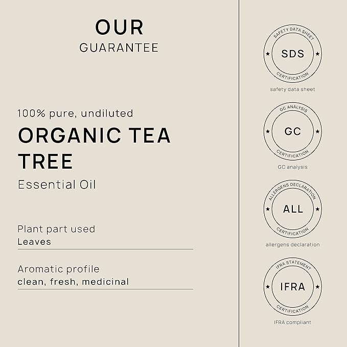 VINEVIDA Organic Tea Tree Essential Oil 4 oz - Undiluted, Pure, Vegan, and Sustainable