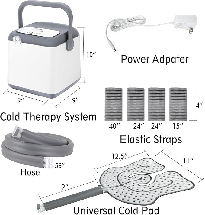 Cold Therapy System, Programable Ice Therapy Machine, Post-Surgery Continuous Cryotherapy Cold Pack, Universal Pad for Knee, Ankle, Cervical, Back and Leg