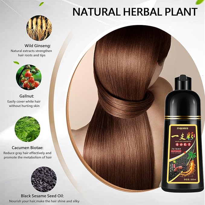 Light Brown Hair Dye Shampoo 3 in 1, Brown Hair Dye for Men & Women, Color Dye for Refresh Hair in Minutes, Easy to Use, Long Lasting Shampoo Para Canas 16.9 Fl Oz (Light brown)