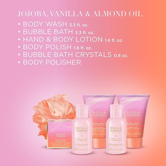 Baylis & Harding Gift Set for Women - Bath & Skincare Present - Jojoba, Vanilla & Almond Oil