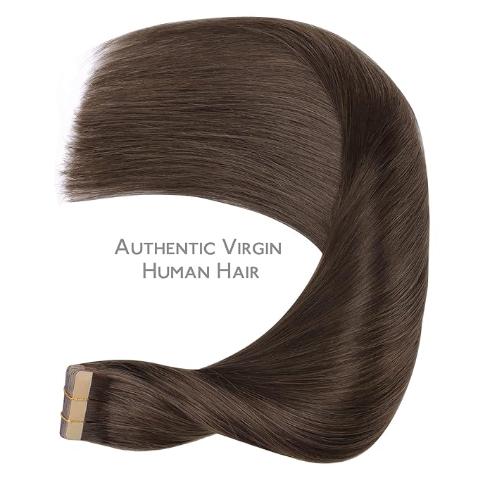 WENNALIFE Tape in Hair Extensions Human Hair, 20pcs 50g 24 inch Light Dark Brown Remy Hair Extensions Straight Human Hair Tape in Extensions Skin Weft Tape Extensions Human Hair