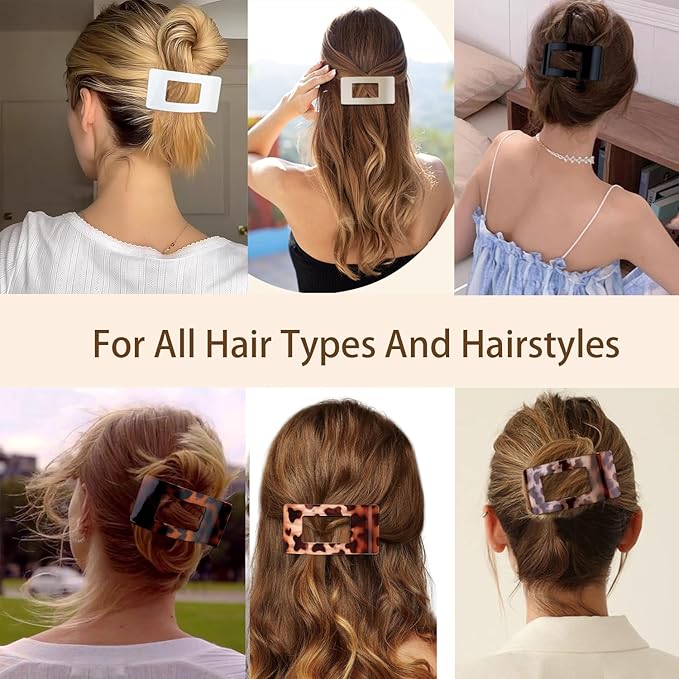 4 PCS Flat Hair Clips, Large Flat Claw Clips for Women Girls, Strong Hold French Hair Clips for Thick Thin Hair, Stylish Classic Hair Barrettes(Matte Finish)