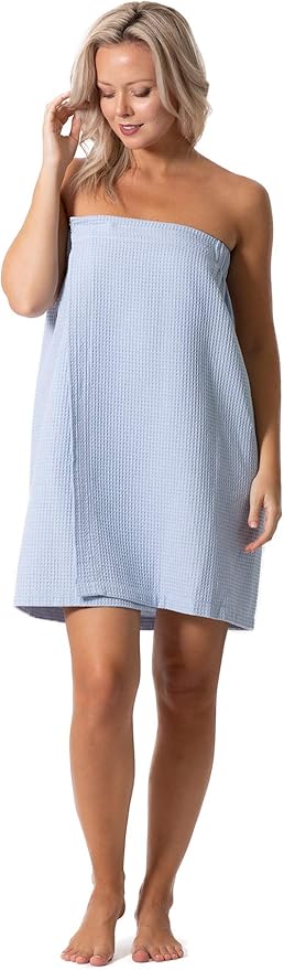 Turkish Linen Women’s Waffle Spa Body Wrap with Adjustable Closure