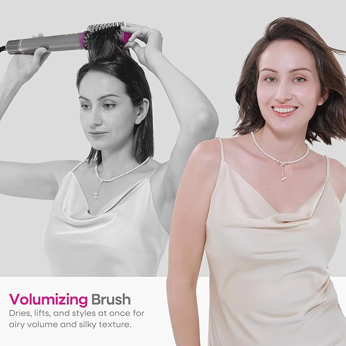 7 in One Hair Dryer with Auto Wrap Curlers, Negative Ionic, No Heat Damage, Blow Dryer Brush, Fast Drying & Frizz-Free Styling, Hot Air Styler, Straightener&Volumizing Brush with Storage Bag