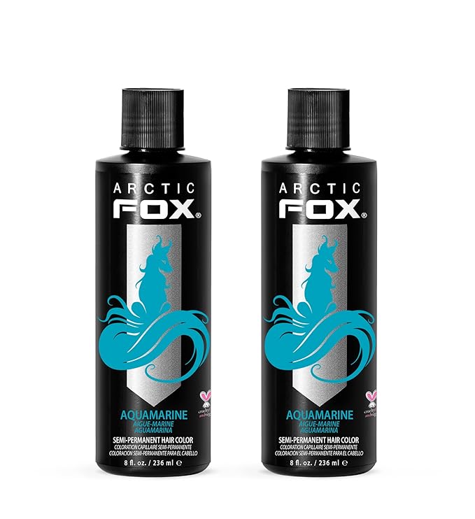 Arctic Fox Semi-Permanent Hair Dye, Aquamarine Blue, Vegan & Cruelty-Free, Conditioning Color, Ammonia-Free, Peroxide-Free, For All Hair Types, Vibrant Teal Tint, 8 Fl Oz (Pack of 2)