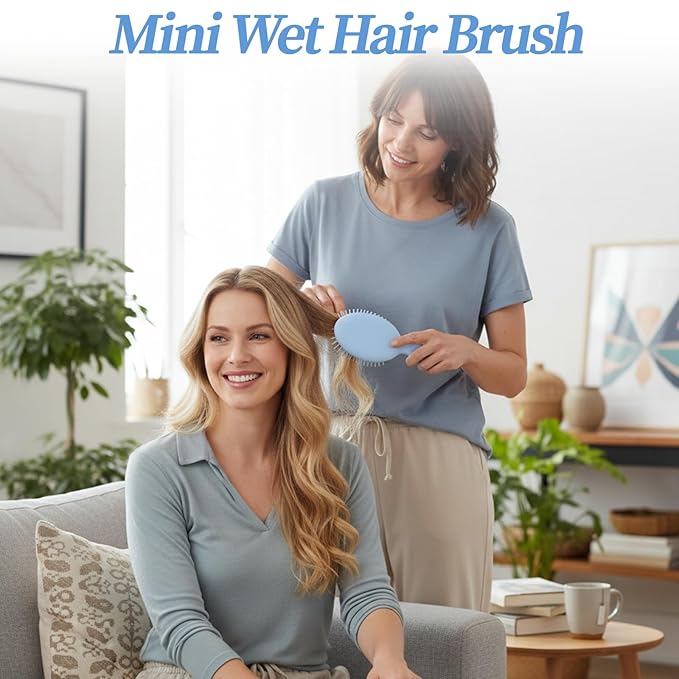 8 Pcs Blue Mini Hair Brush Bulk for Bridesmaid Proposal Gifts, Mini Wet Brush Bulk for Wet & Dry Hair Stocking Stuffers for Women, Travel Brushes Teen Stocking Stuffers for Bridal Party Gifts