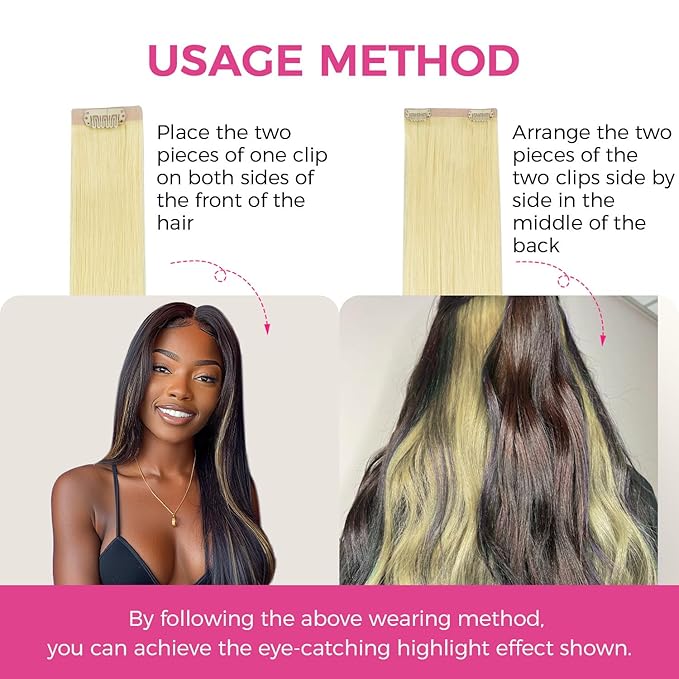 Lashey Clip in Hair Extensions Real Human Hair 4pcs 58g 24 Inch Straight Seamless Clip in Hair Extensions Human Hair Highlights #613 Blonde