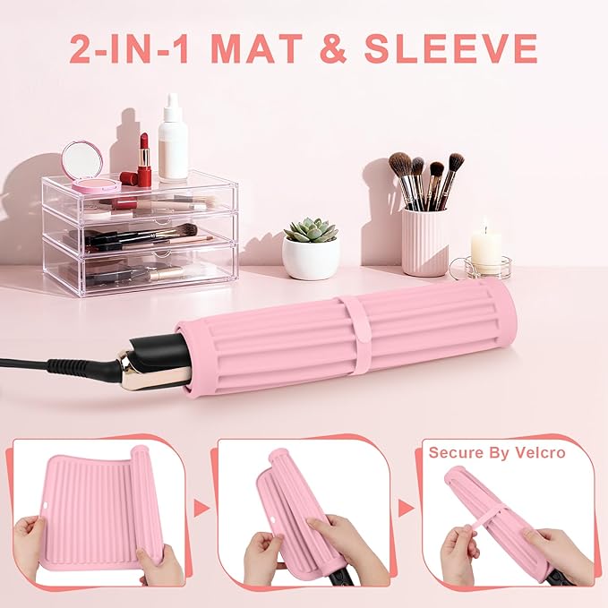 AMIJEAL Oversize Silicone Heat Resistant Mat for Hair Tools, Curling Iron Flat Iron Hair Straightener Holder Mat, Portable Hot Tools Cover Pad for Travel Vanity Salon(14.2" x 11.0")