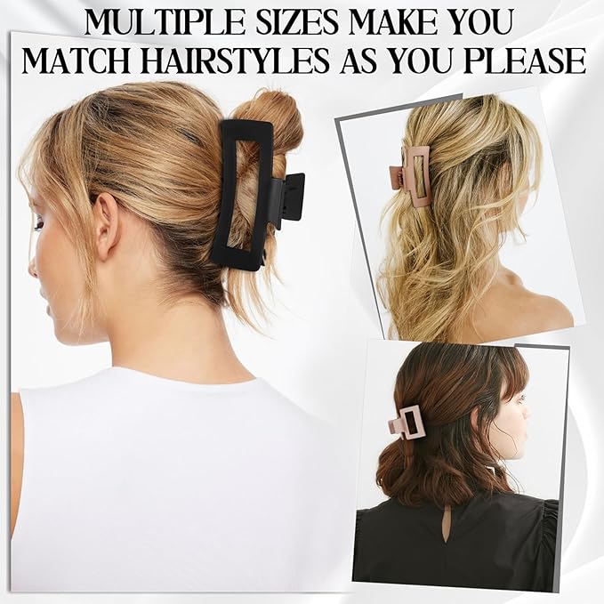 TOCESS Hair Claw Clips for Women - Unbreakable Small Medium Big Extra Large 4 Sizes Clip Set for Thick Thin Hair, Hard to Break Neutral Hair Claws for Long Short Hair Girls (8PCS)