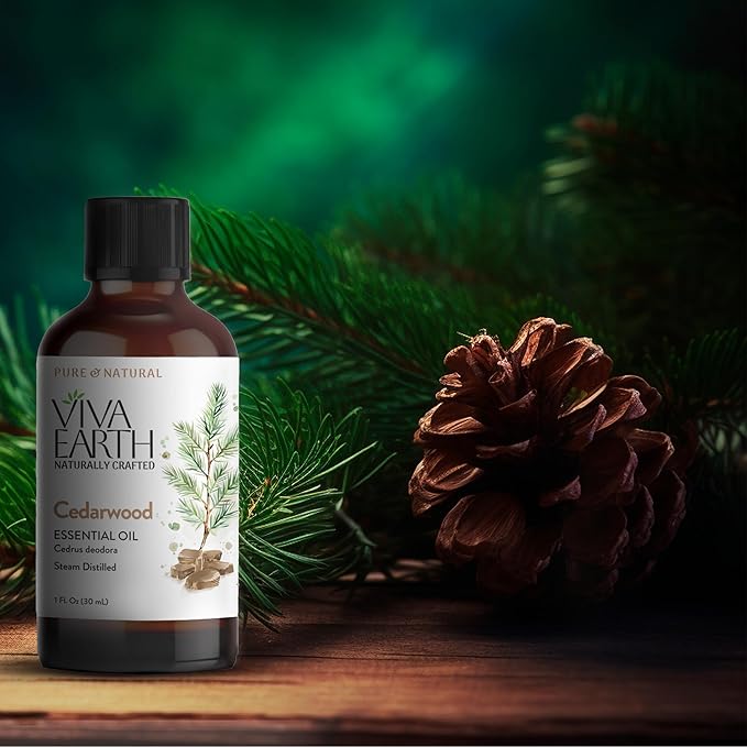 Cedarwood Essential Oil – Pure & Natural Woodsy Oil for Diffuser, Hair, Face, Skin Care, Aromatherapy, Scalp & Body Massage, Soap & Candle Making – with Dropper, 1 Fl Oz