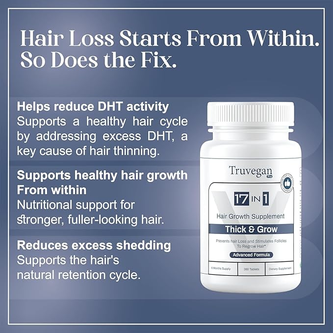Hair Wellness Supplement | 360 Tablets – 6-Month Supply | Daily Nutritional Support for Hair Strength, Thickness & Scalp Care | 17-in-1 Formula for Men & Women (Pack of 1)