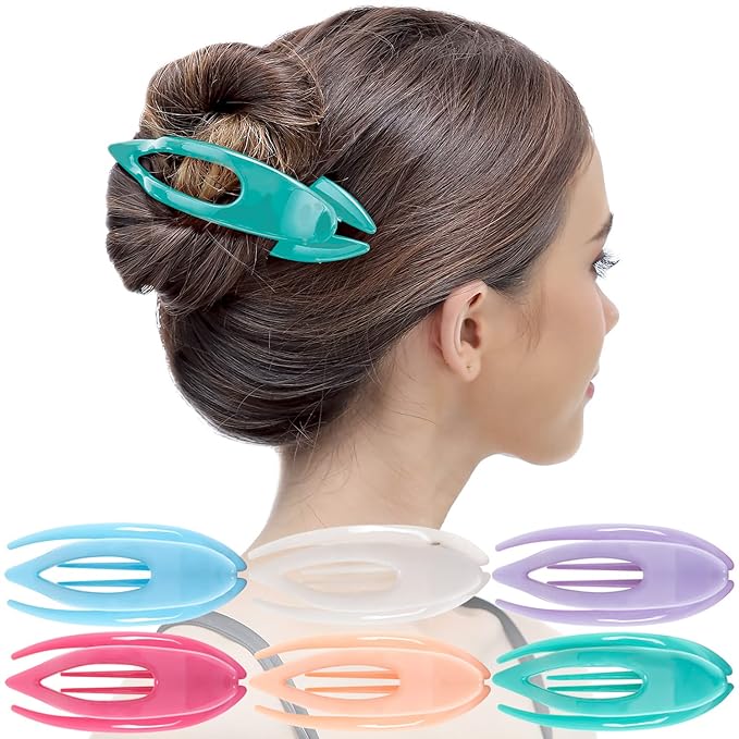 RC ROCHE 6 Pcs Flat Hair Clips Big Claw for Thick Hair French Duckbill Women No Slip Side Slide Curved Alligator Concord Strong Grip Hold Volume Lay Down Clamp, Large Pastel Multicolor