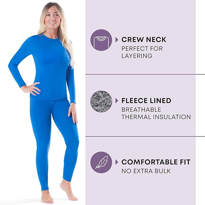 Rocky Thermal Underwear Women Long Johns Womens Thermals Top Bottom Set Fleece Lined Under Wear Clothes Base Layer Thermals