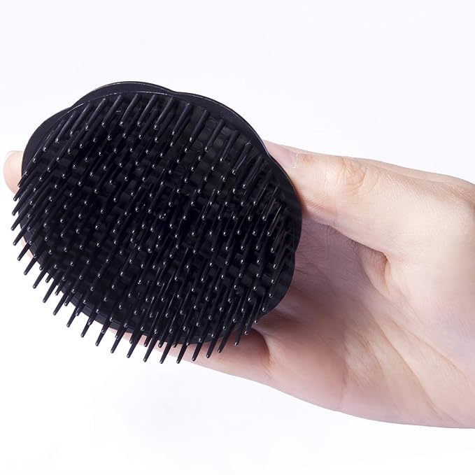 Hair Scalp Brush Dandruff Cleaning Brush Shower Scalp Shampoo Brush Scalp Massager Pack of 4 (Black and red)