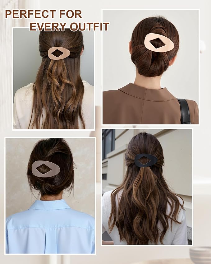 6 PCS Flat Hair Clips for Women - French Medium Flat Claw Clips for Thick Thin Hair, Strong Grip Non Slip Hair Claw Clips for Women Girls