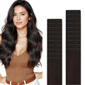 GOO GOO Genius Tape in Hair Extensions, Hand Tied Tape Weft, 2 Dark Brown, 16inch 50g 20pcs, Remy Human Hair, Seamless Invisible Tape, Natural Blend, Lightweight