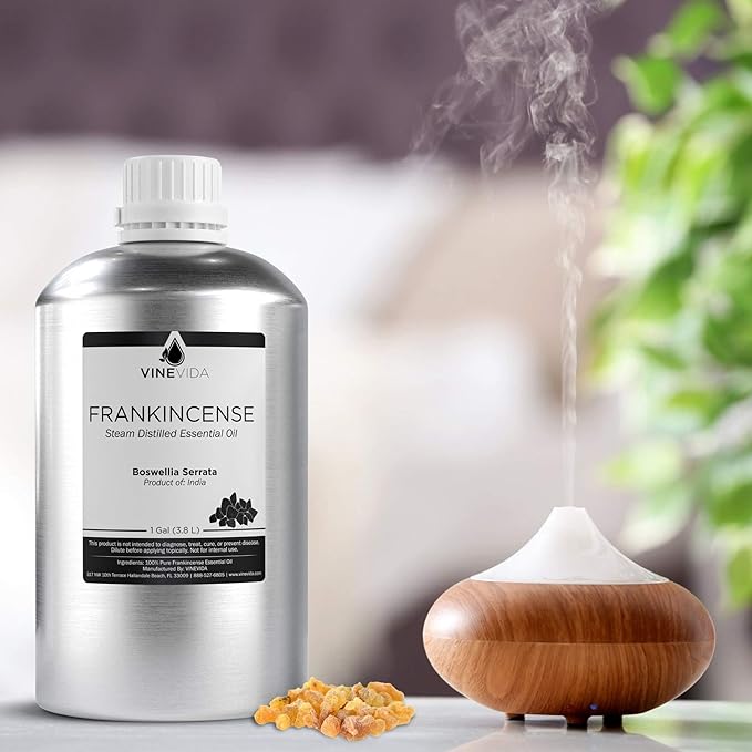 VINEVIDA Frankincense Essential Oil - Gallon Undiluted for Soap Making, Skin Safe - DIY Candle Scents for Candlemaking - 8 lbs Bulk Essential Oil