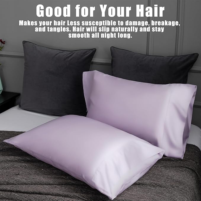TELUS Pillow Cases King Size 2 Pack, Bamboo Rayon Cooling Pillowcases with Envelope Closure, Cool Breathable Pillow Cover for Hot Sleepers & Night Sweats, 20x40 inch, Purple