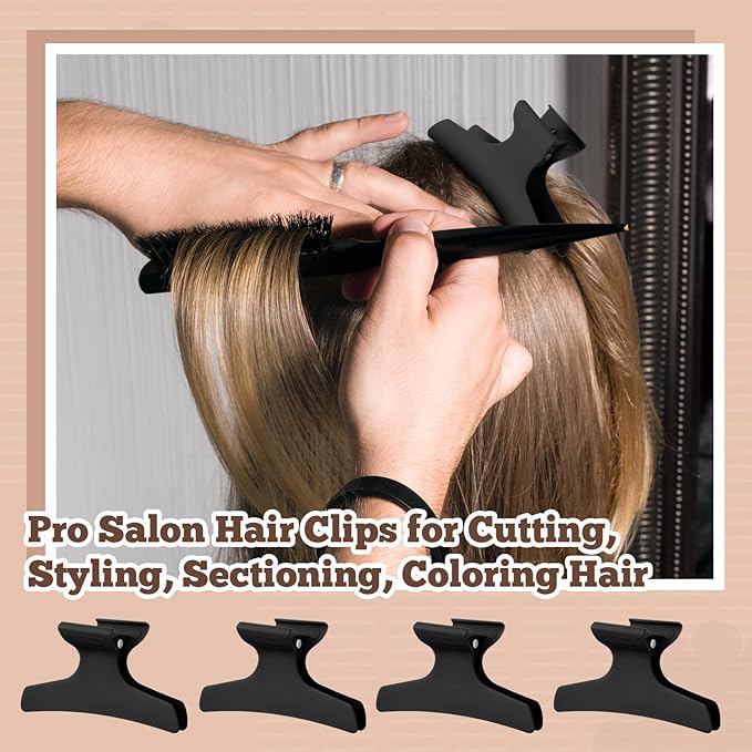Batiyeer 12 Pcs Butterfly Hair Clips for Styling Sectioning Hair Clips for Women Butterfly Clamps Non Slip Claw Salon Section for Cutting Styling Coloring Thick Thin (Black)