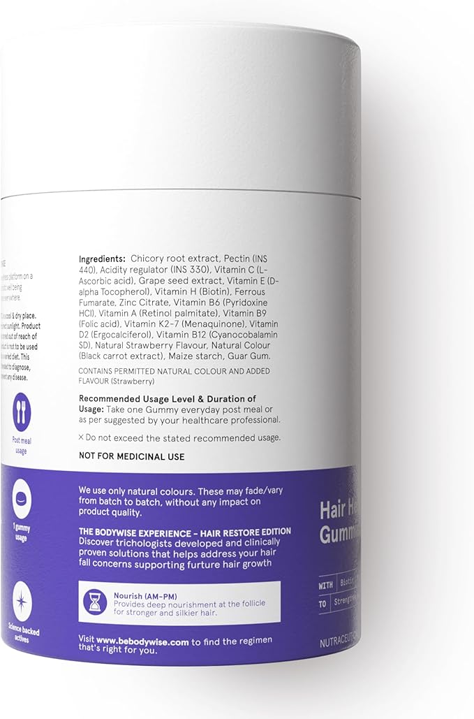 Bodywise Be Biotin Hair Growth Gummies for Women I Sugar Free I Hair Skin and Nails Vitamins I Biotin, Zinc, Folic Acid, Vitamin C, Keratin & Multivitamin I 100% Vegan, Gluten Free I 60 Day Pack
