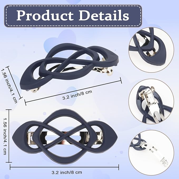 Navy Blue Hair Barrettes for Women 4packs Hair Clips French Hair Barrette Clip for Girls Vintage Hair Clips for Thick Thin Long Short Hair Stylish Hair Accessories for Women Girls