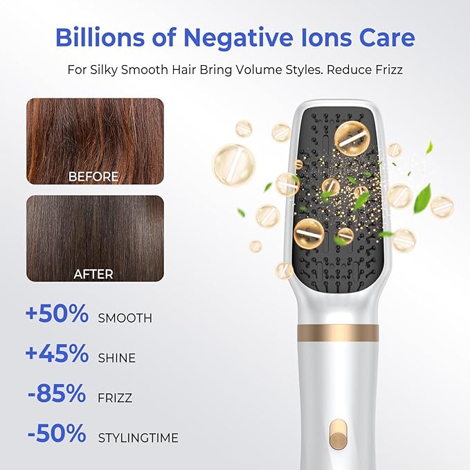 Hair Dryer Brush 5 in 1, Blow Dryer Brush Set with Air Curler Wrap Hair Styler, Negative Ionic Blow Dry Brush, Detachable Hair Tool for Curling, Volumizer,Straightener,Drying