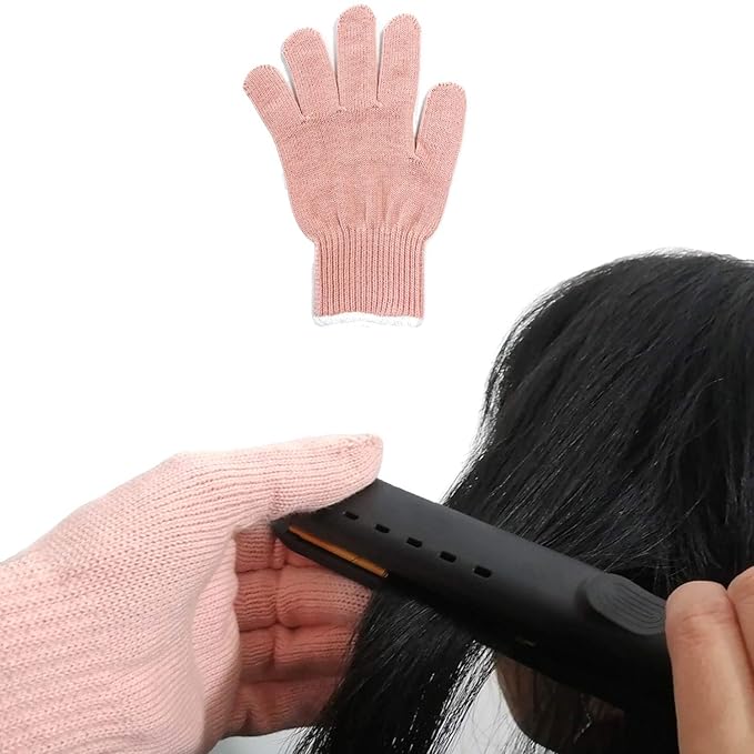 Lessmon Professional Heat Resistant Glove for Hair Styling Heat Blocking for Curling, Flat Iron and Curling Wand Suitable for Left and Right Hands, 1 Piece, Light Pink