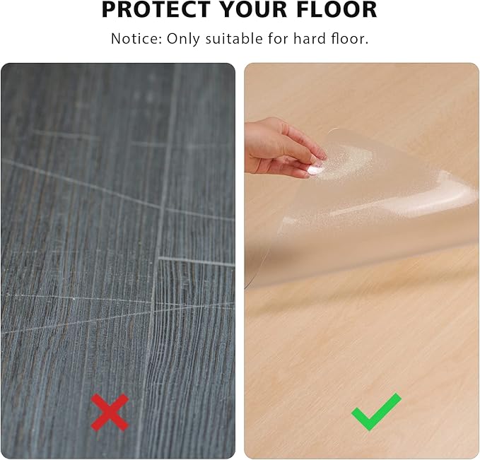 Floor Mats for Home, 6'×9' Clear Area Rug for Dining Room, Durable Non-Slip Hard Floor Rolling Chair Protector, PVC Waterproof Mat for Kitchen, Bedroom, Pet Litter Mat