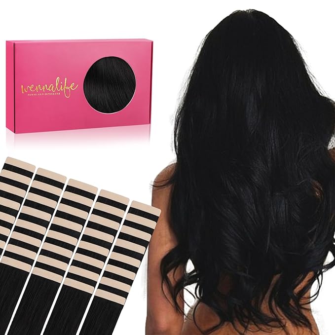 WENNALIFE Tape in Hair Extensions Human Hair, 40pcs 100g 22 inch Hair Extensions Real Human Hair Straight Tape in Extensions