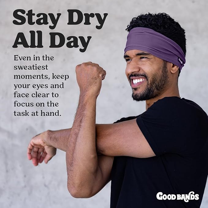 Sweatband for Men and Women - Unisex Non Slip Headband That Wicks Moisture and Eliminates Excess Sweat - Durable & Long-Lasting - Running, Sports, Gym